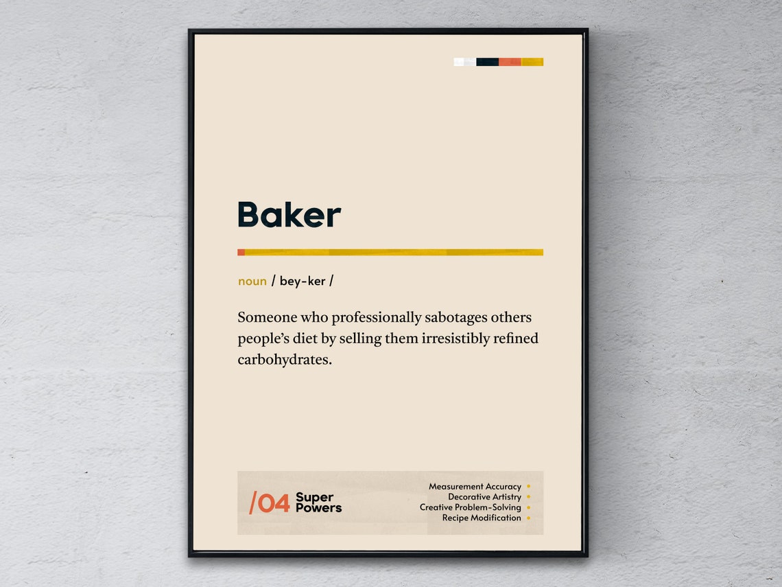 Baker Dictionary Definition Funny Pastry Chef Office Gift Poster