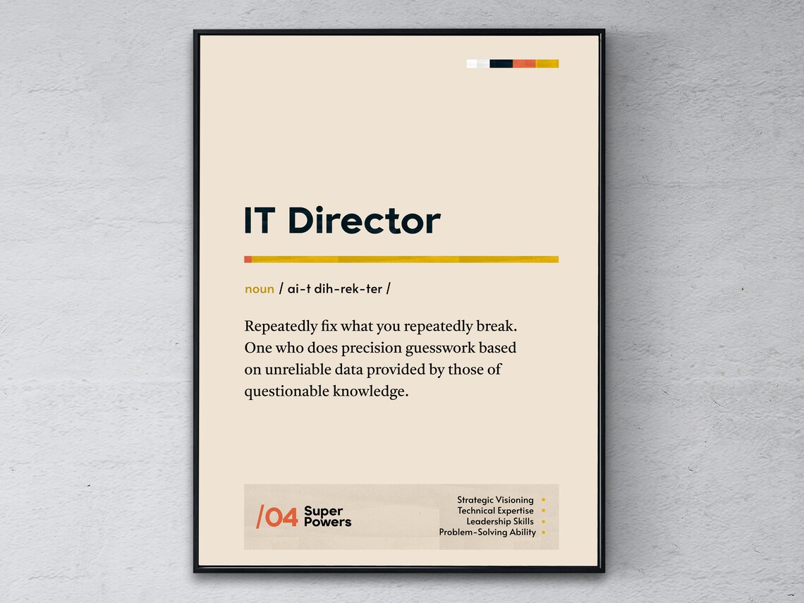 It Director Definition Poster, Funny Office Wall Art