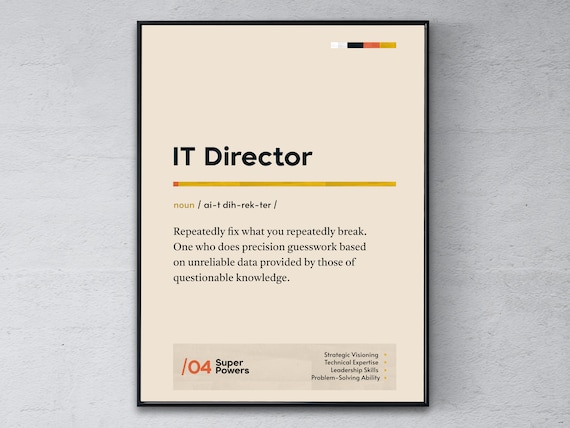It Director Definition Poster, Funny Office Wall Art