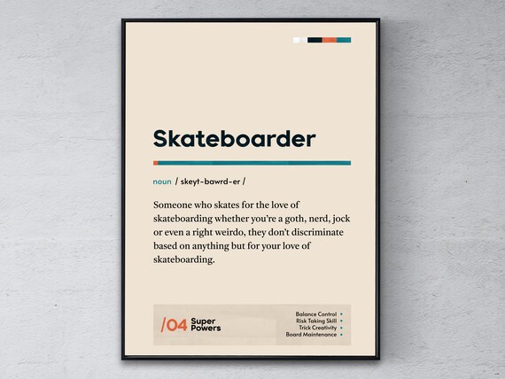 Skateboarder Funny Dictionary Definition Skate Culture Gift Poster