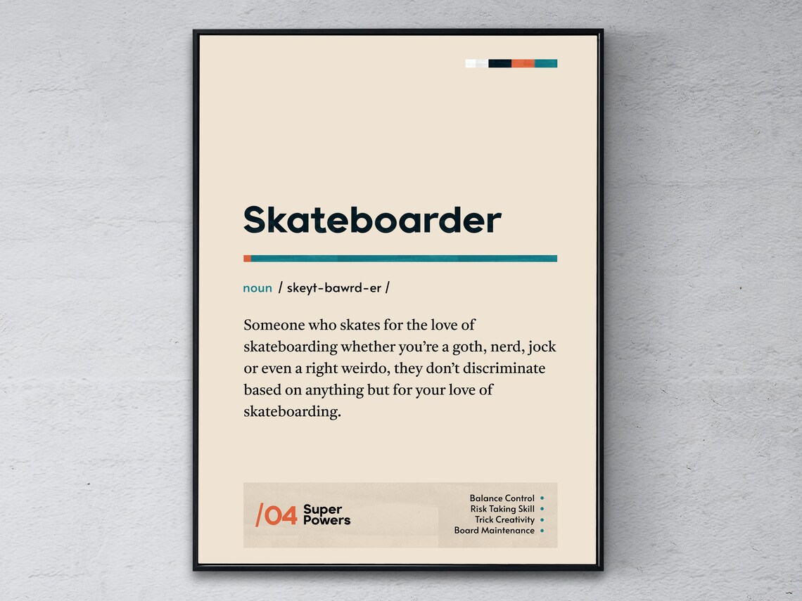 Skateboarder Funny Dictionary Definition Skate Culture Gift Poster