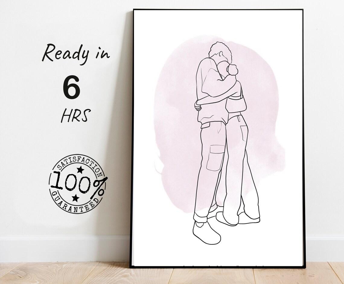 Custom Line Drawing Sketch Outline Gift for Him