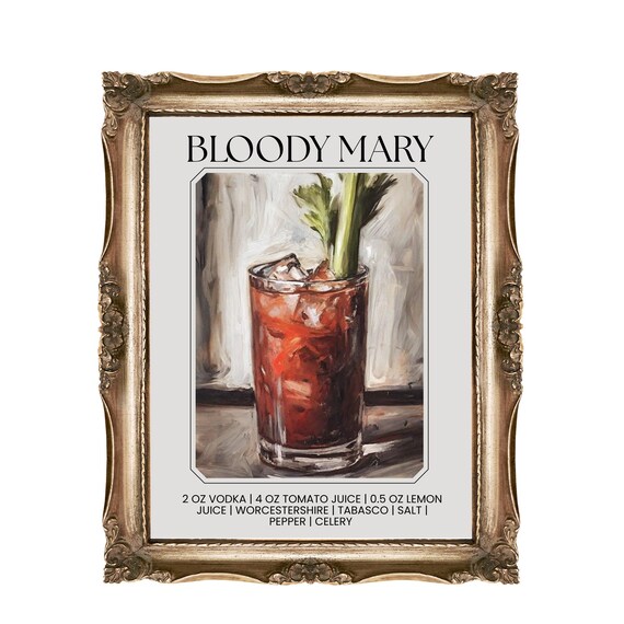 Bloody Mary Cocktail Recipe with Celery Vodka Recipe Art Poster