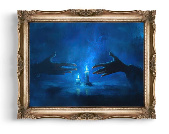 Creepy Vintage Wall Art Eerie Candle Hands Print Dark Decor Gothic Home Style Bundle
