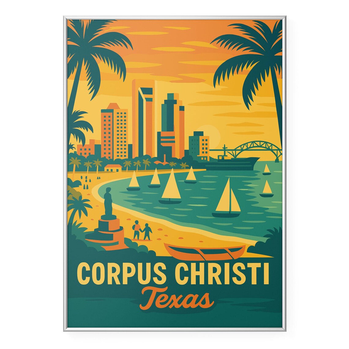 Corpus Christi Texas Minimalist Coastal Poster