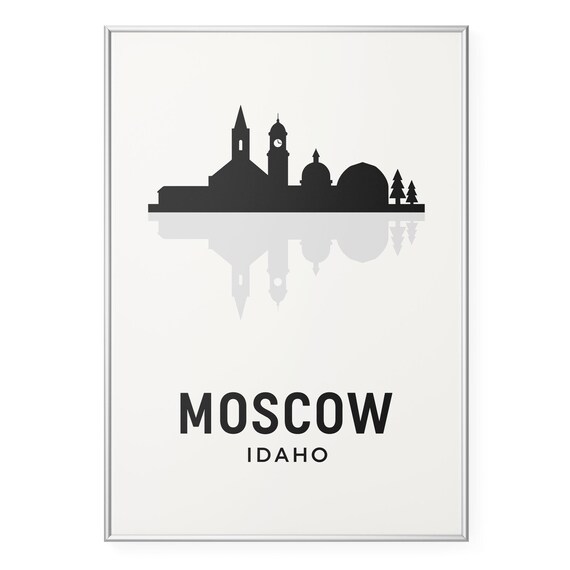 Moscow Idaho Minimalist Skyline Silhouette Reflection Art Poster