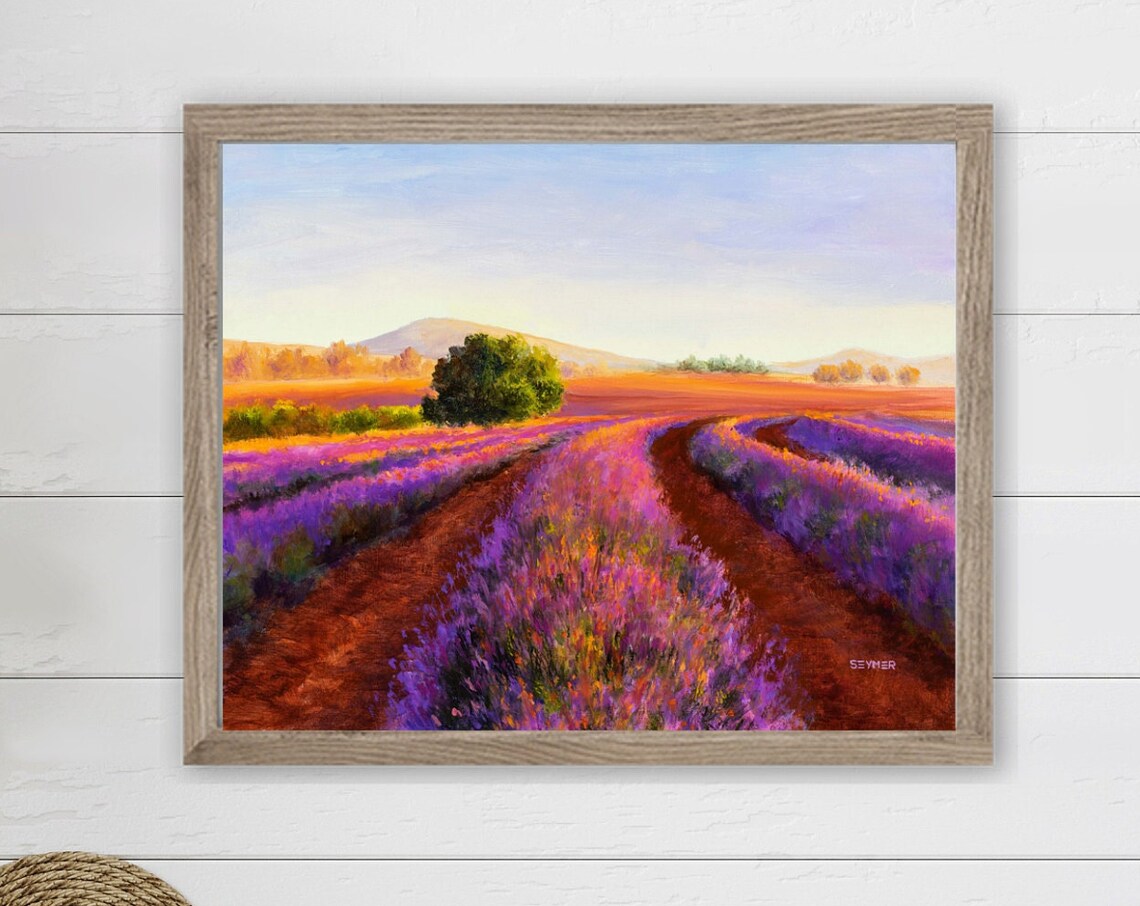 Lavender Fields in Provence, French Landscape Art Print - Image 5