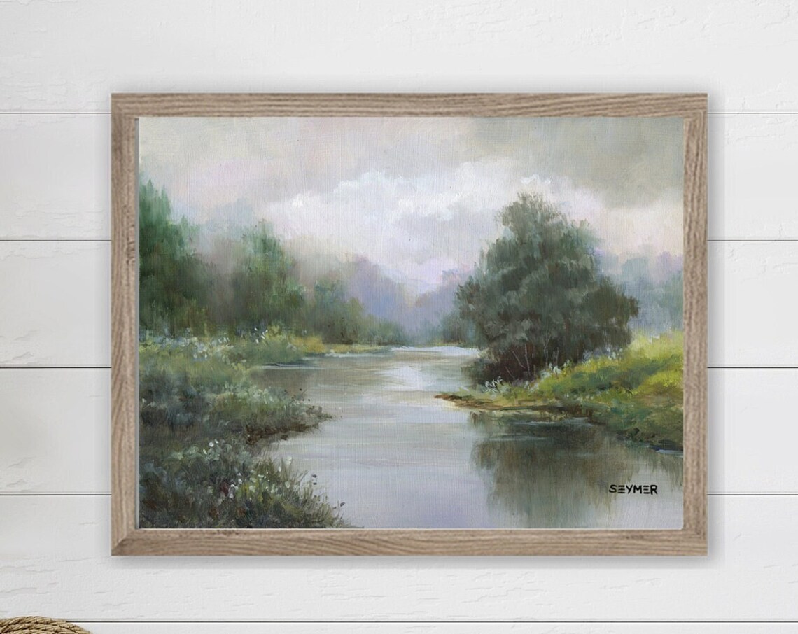 Vintage River Painting Print, Classic Landscape Art - Image 4