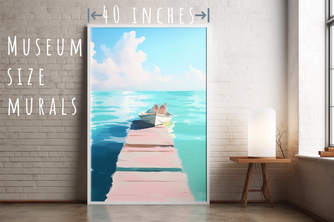 Wooden Dock With Rowboat Over Turquoise Water Peaceful Poster - Image 5