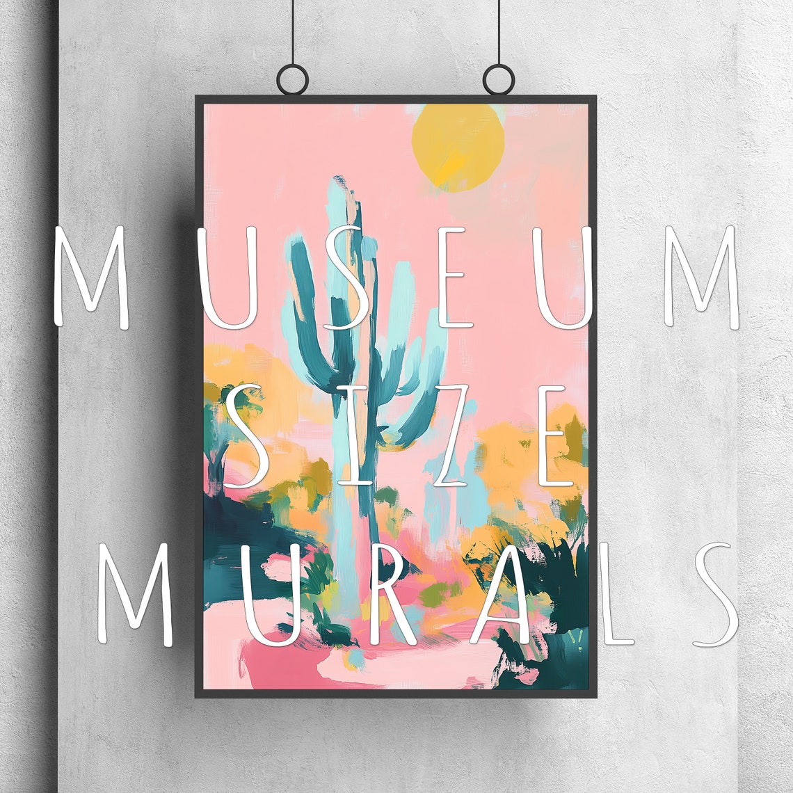 Saguaro Cactus Under Golden Sun Pastel Desert Day Wall Art Print - Image 3