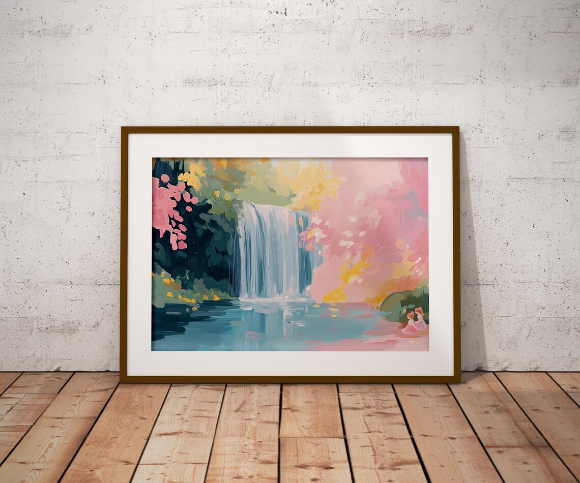 Forest Pixie Waterfall Painting, Fantasy Wall Art - Image 2