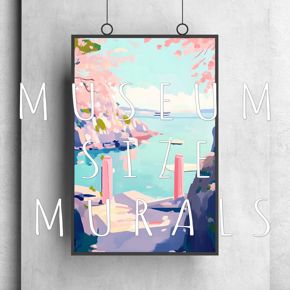 Cherry Blossom Cove Sailboat Pink Coastal Bay Wall Art Print - Image 3