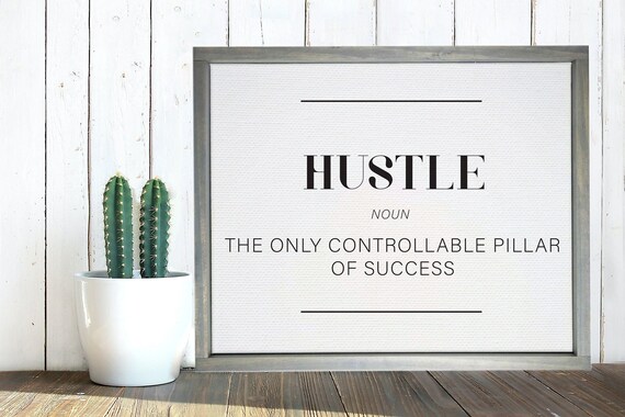 The Definition Of Hustle Inspirational Office Decor Wood Framed Unframed Or Rope Board Options