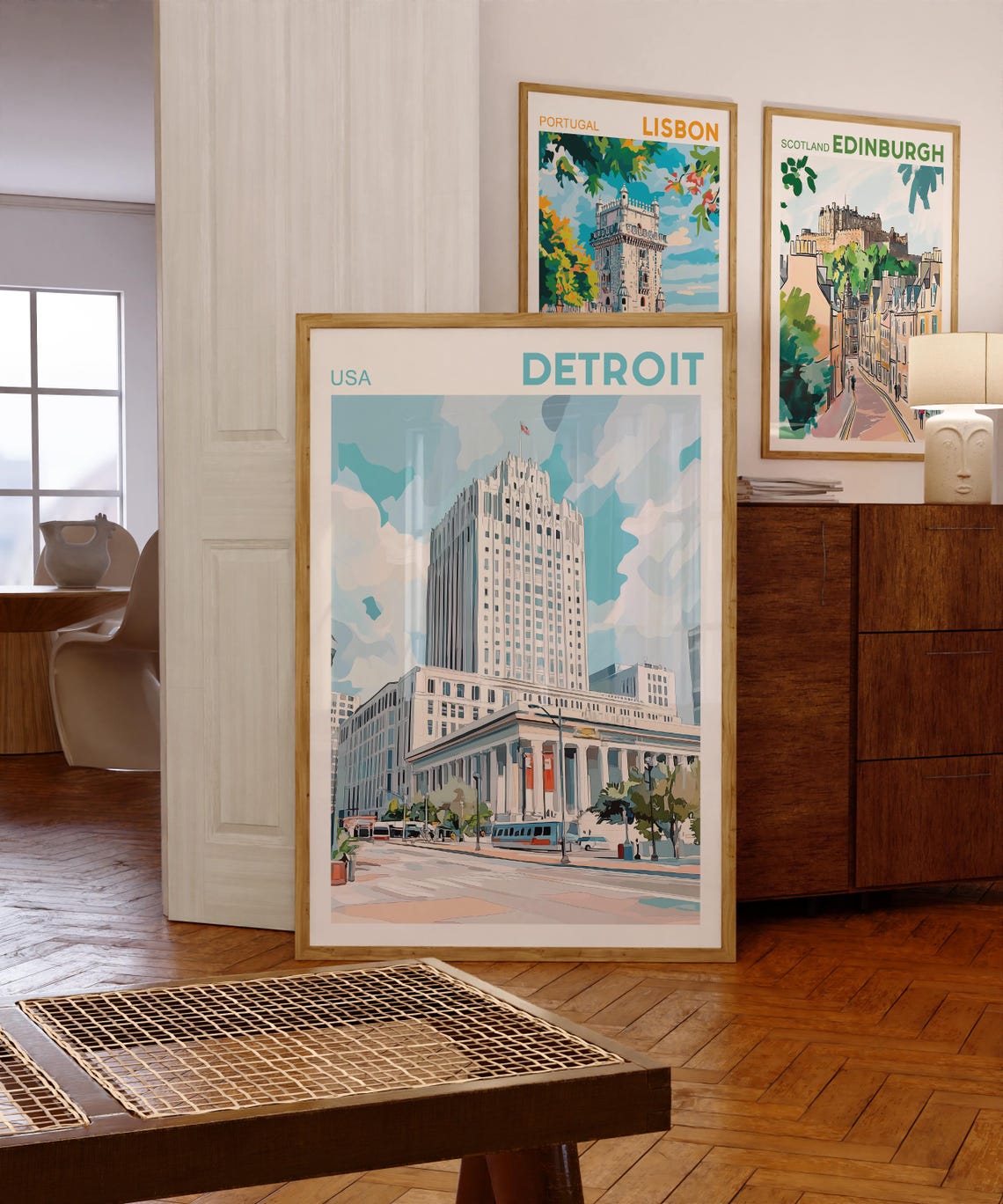 Detroit Skyline Travel Poster - Image 4