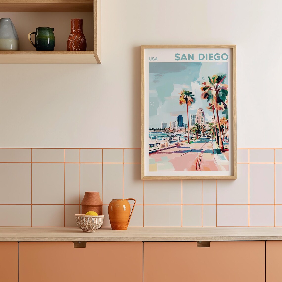 San Diego Watercolor Cityscape, California Travel Poster - Image 2