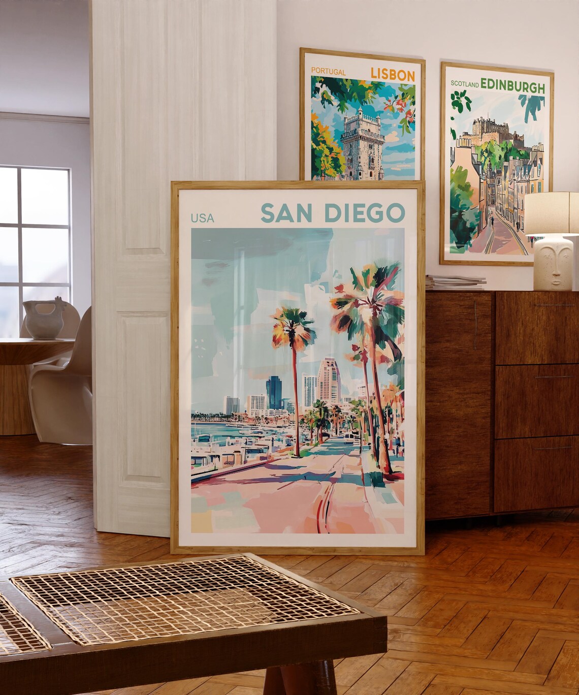 San Diego Watercolor Cityscape, California Travel Poster - Image 4