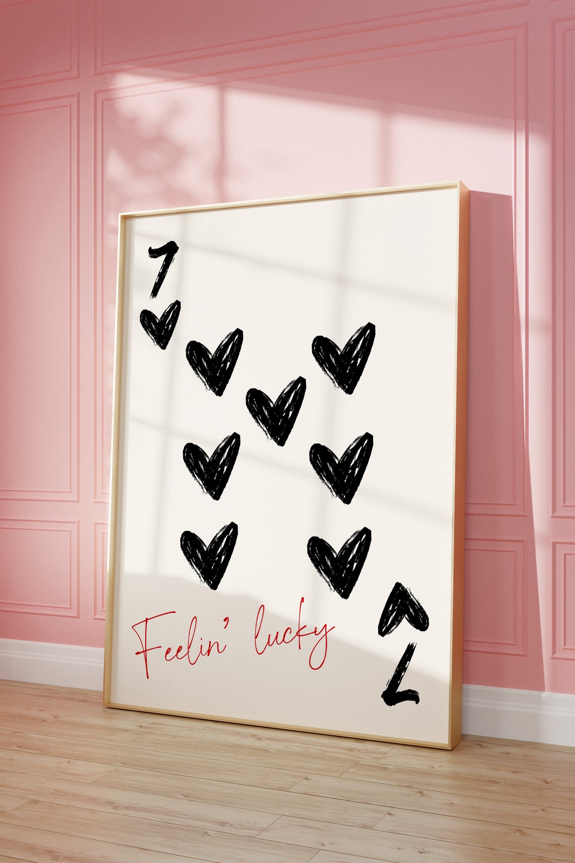 Seven of Hearts Feelin Lucky Playful Trendy Playing Card Wall Art
