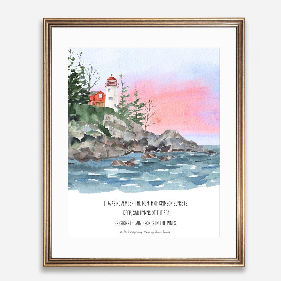 Lighthouse Sunset L.M. Montgomery Anne of Green Gables Quote Print