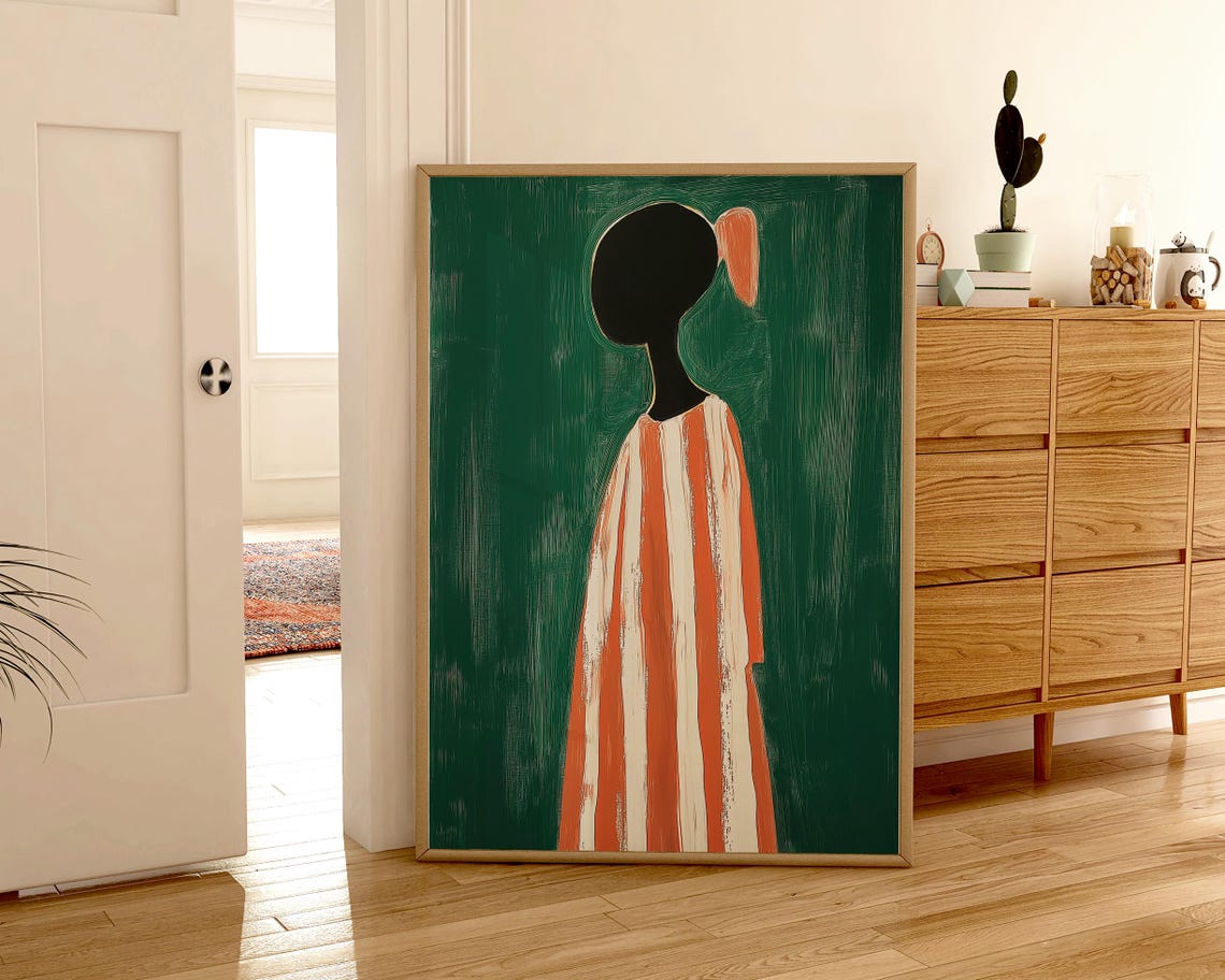 Emerald Green Abstract Woman Minimalist Art Print - Image 3