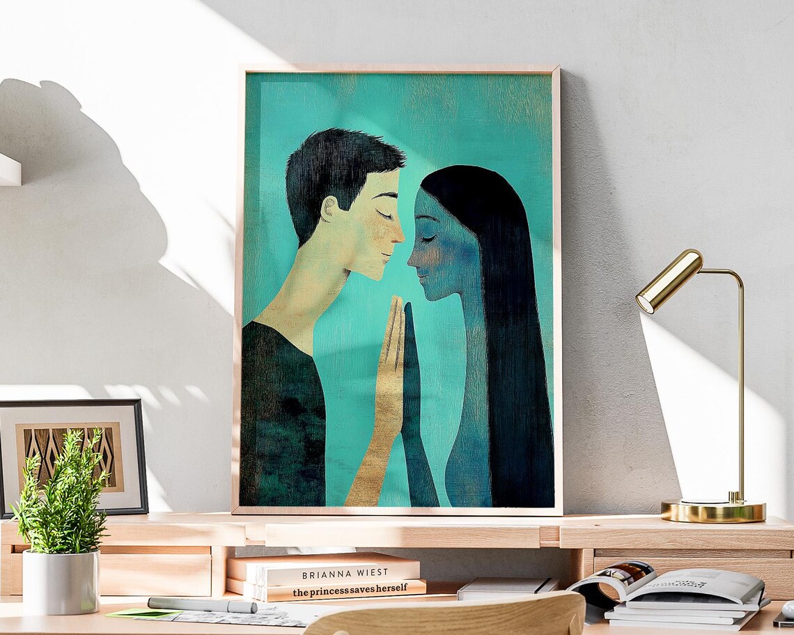 Romantic Couple Abstract People, Contemporary Art Print - Image 3