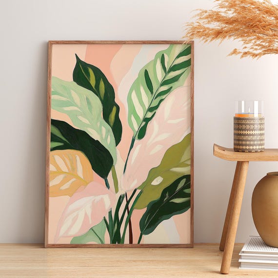Botanical Leaf Art Print, Modern Tropical Leaves