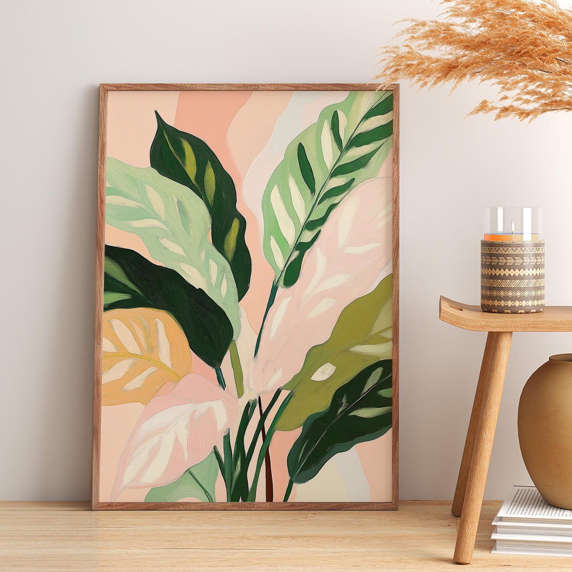 Botanical Leaf Art Print, Modern Tropical Leaves