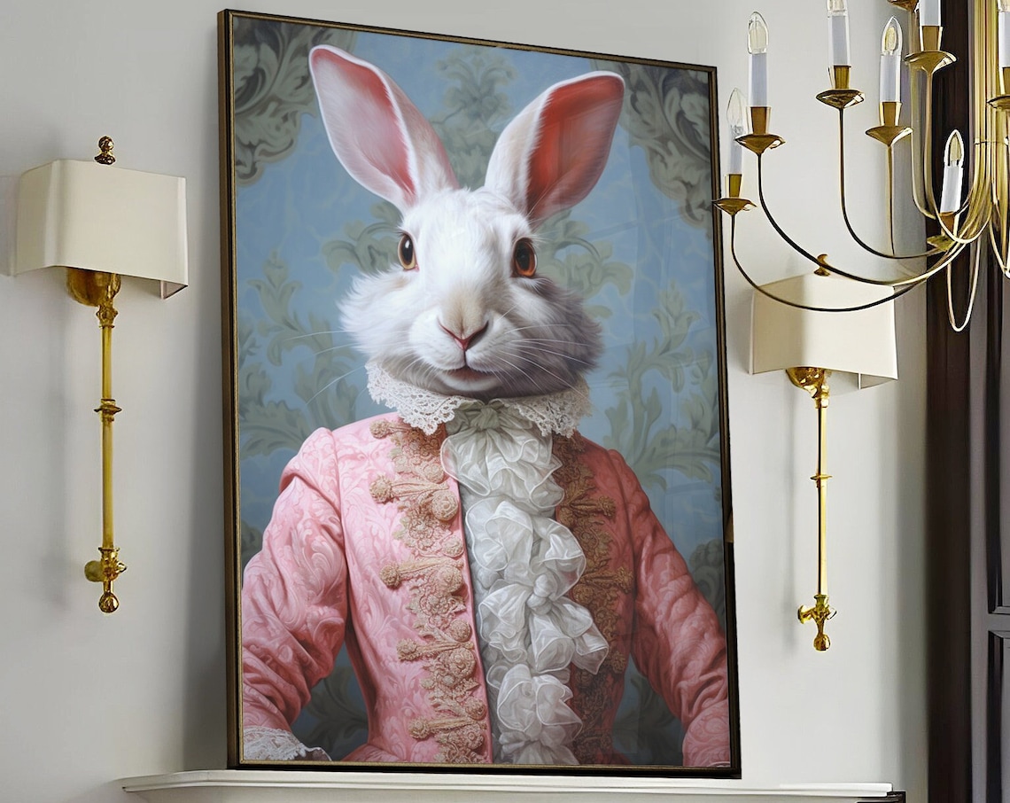Rabbit Royal Portrait Print, Vintage Victorian Portrait