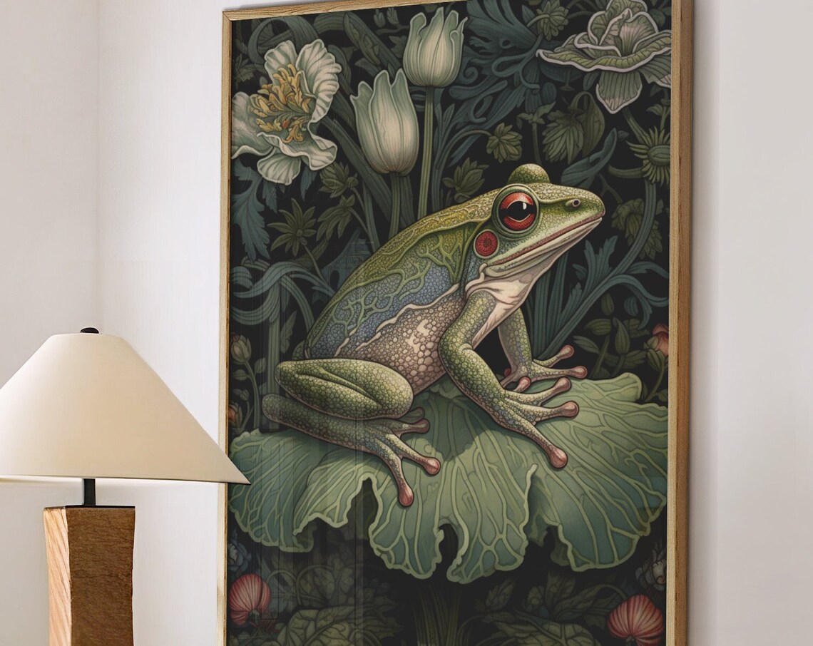 William Morris Inspired Frog Art Print, Bathroom Decor - Image 4