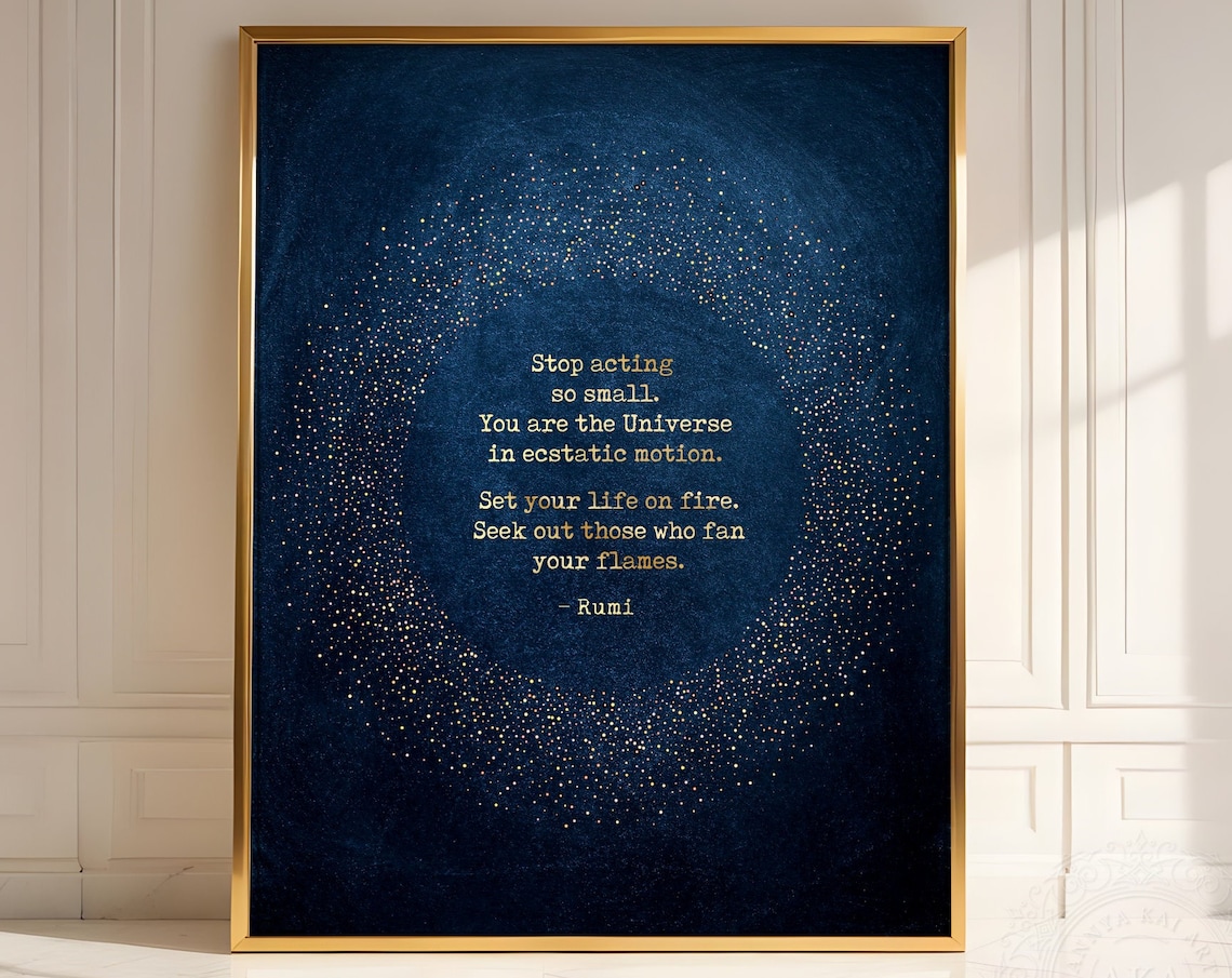 You Are The Universe Rumi Quote Gold Stardust Midnight Navy Wall Art