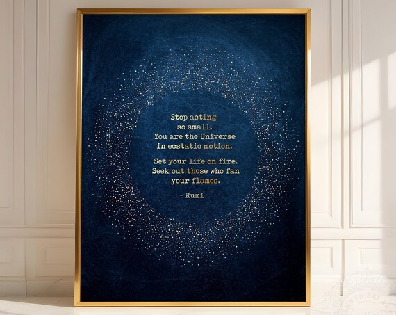 You Are The Universe Rumi Quote Gold Stardust Midnight Navy Wall Art