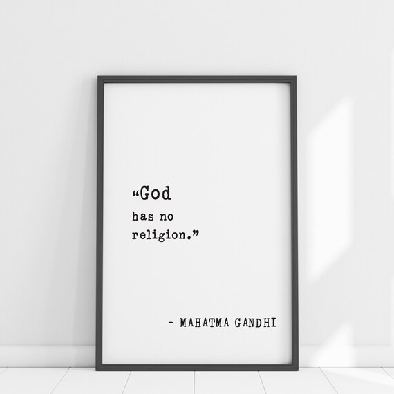Mahatma Gandhi God Has No Religion Inspiring Minimalist Poster