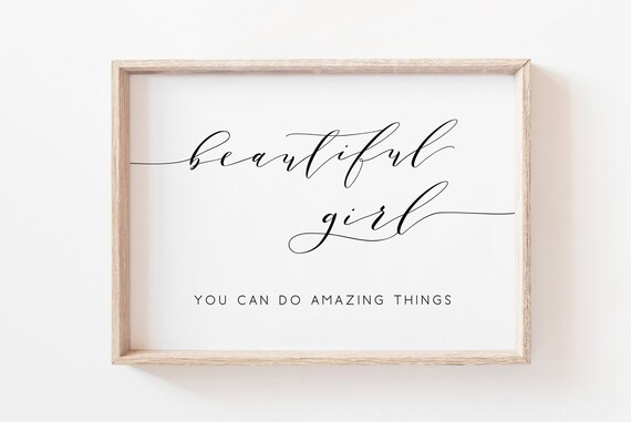 Beautiful Girl You Can Do Amazing Things Inspirational Nursery Poster Gift