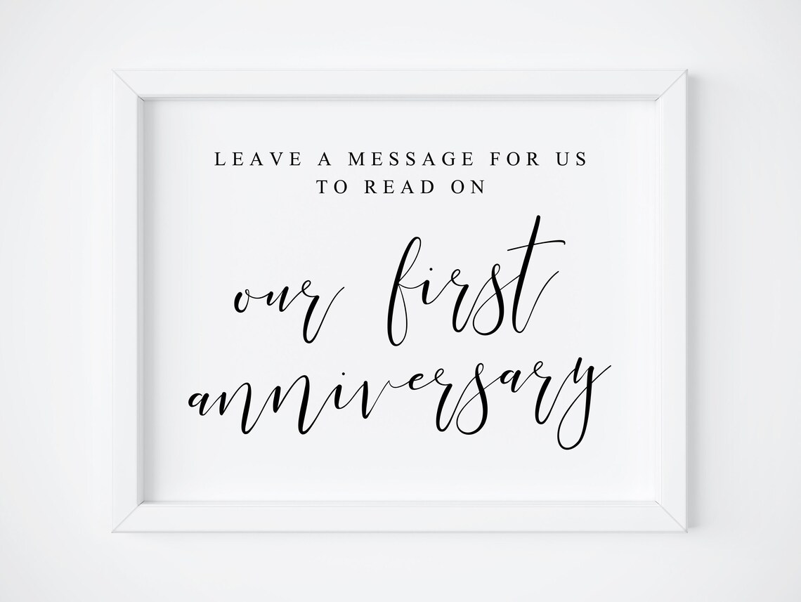 First Anniversary Guestbook Message Sign Print