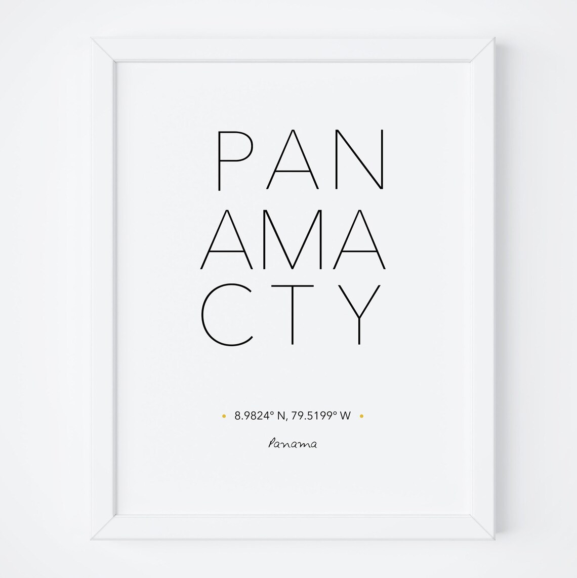 Panama City Bold Stacked Coordinates Typography Travel Poster