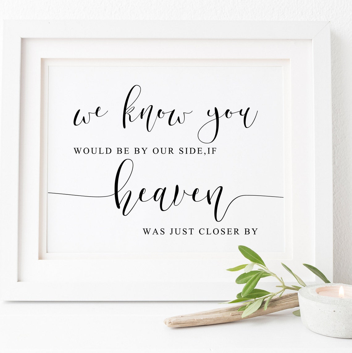 In Loving Memory Wedding Sign Heaven Closer By Script Poster