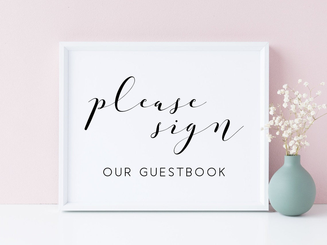 Please Sign Our Guestbook Wedding Reception Calligraphy Sign Poster