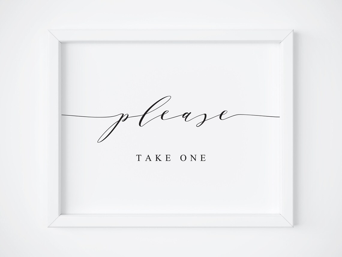 Please Take One Wedding Favors Sign Art Print