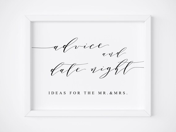 Advice And Date Night Ideas Wedding Sign, Poster Print