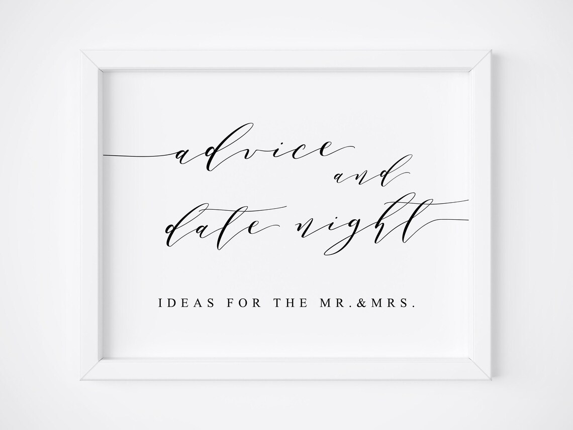 Advice And Date Night Ideas Wedding Sign, Poster Print