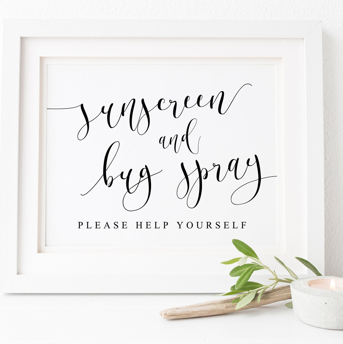Sunscreen And Bug Spray Sign, Wedding Reception Art Print