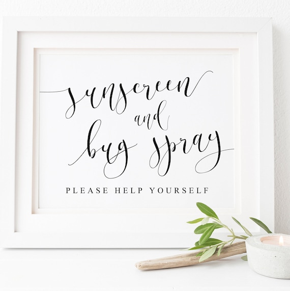 Sunscreen And Bug Spray Sign, Wedding Reception Art Print