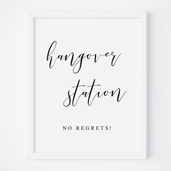 Hangover Station Sign, Wedding Bar Art Print