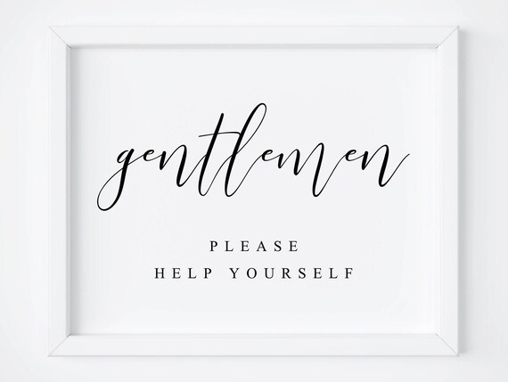 Wedding Bathroom Sign, Gentlemen Restroom Art Print