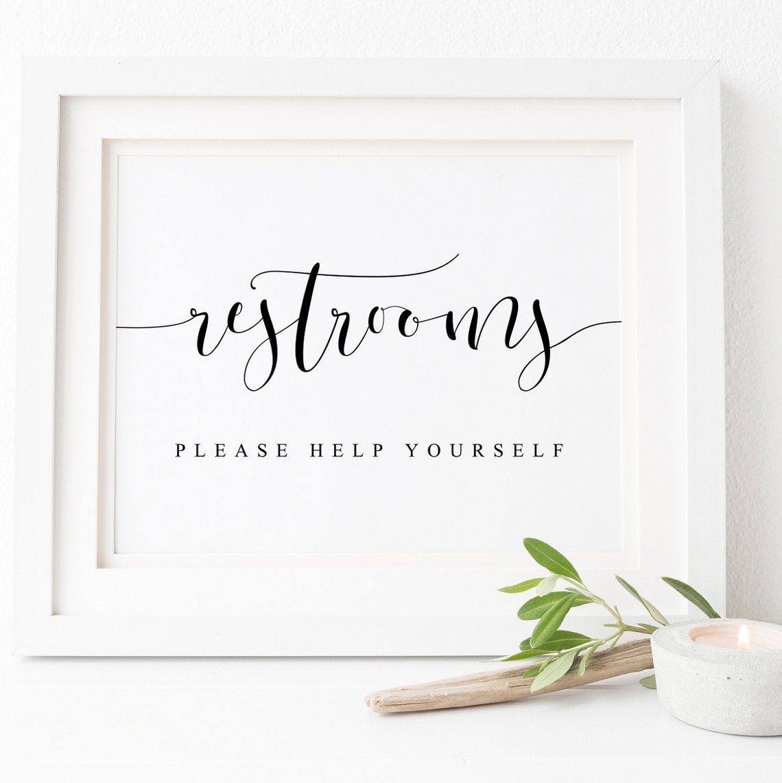 Restrooms Please Help Yourself Wedding Bathroom Sign Script Poster