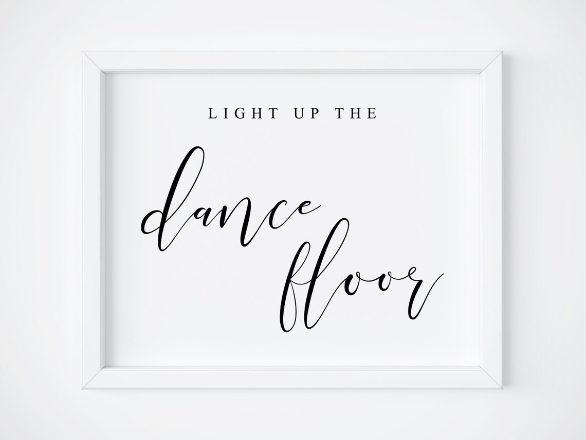 Light Up the Dance Floor Sign Wedding Glow Stick Send Off Poster