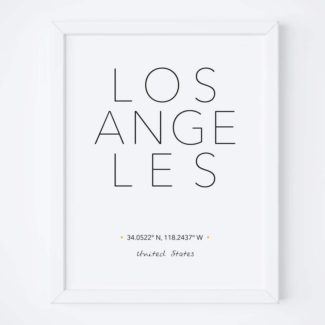 Los Angeles Print Los Angeles Poster Los Angeles City Coordinates Art Travel Poster City Print City Poster