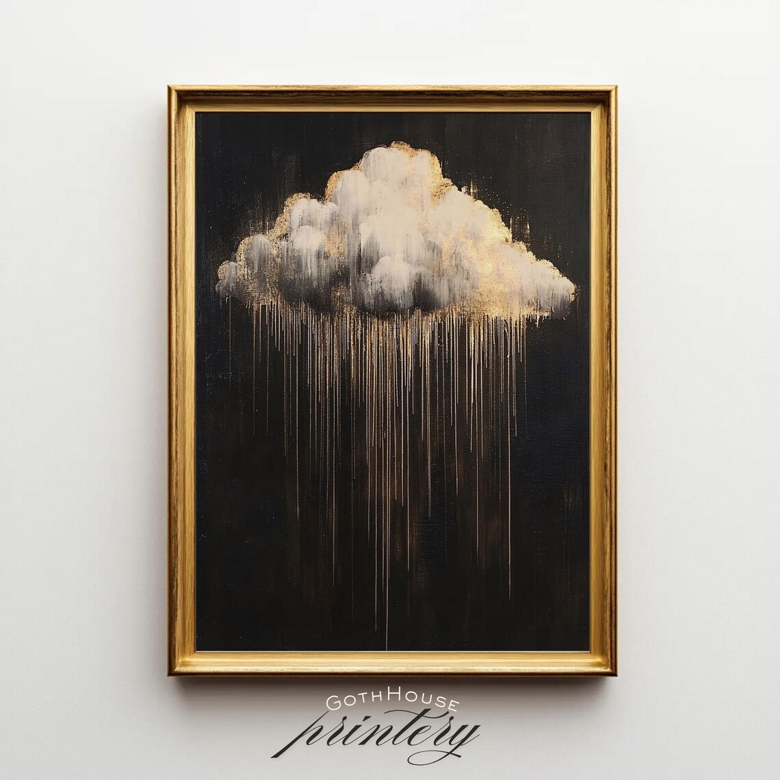 Dark Cloud Painting Gothic Rain Print, Moody Decor