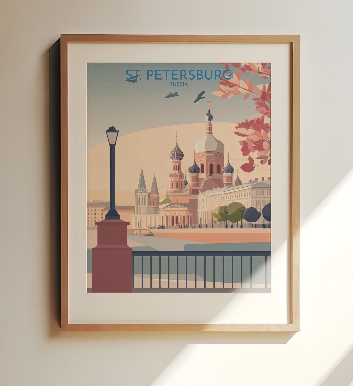 St Petersburg Russia Vintage Travel Poster Onion Dome Church