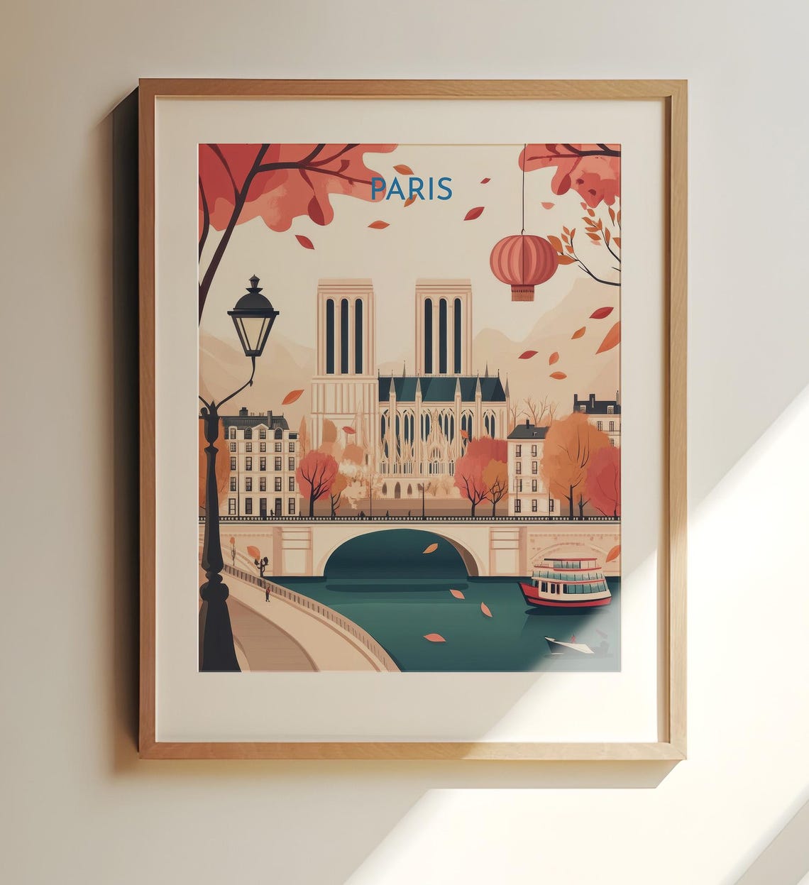 Paris France Travel Print Art Notredame Cathedral In Autumn