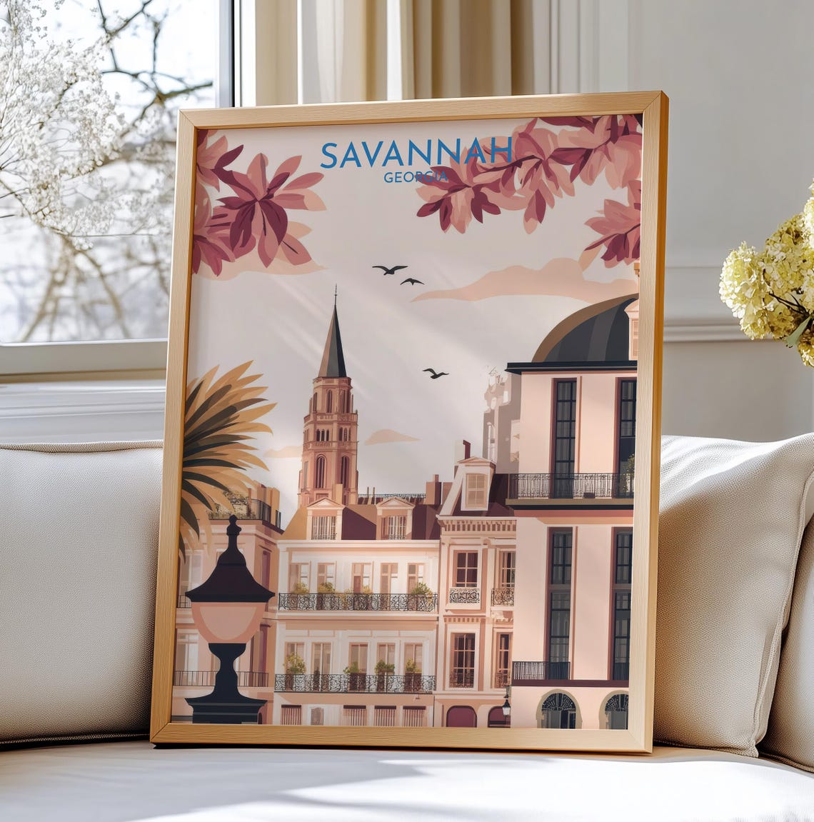 Savannah Georgia Historic Architecture Street Scene Travel Poster